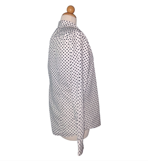 Lands' End Black and White Polka Dot Button Down Shirt Size 10 - Picture 2 of 6